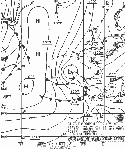 NOAA Fronts пт 26.04.2024 06 UTC