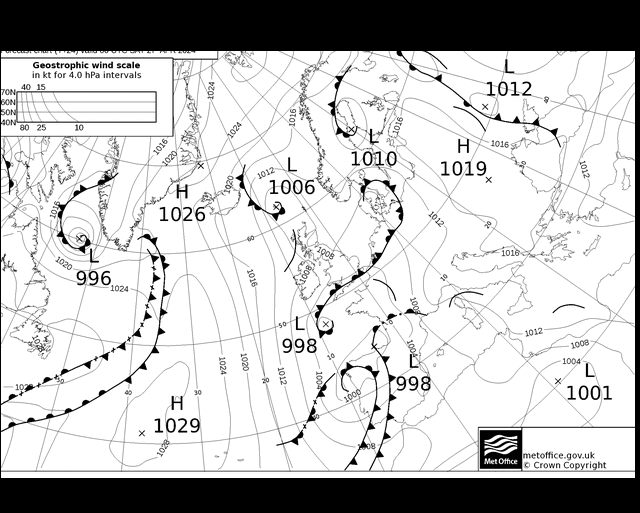 MetOffice UK Fronts Sáb 27.04.2024 00 UTC