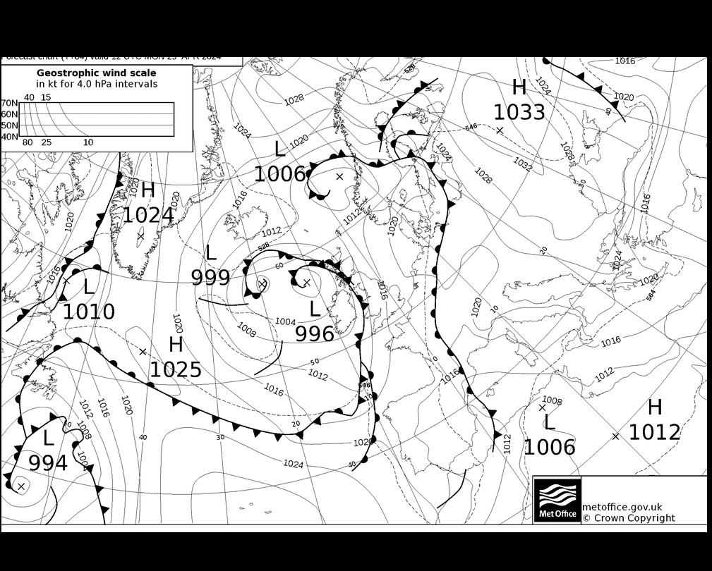 MetOffice UK Fronts Mo 29.04.2024 12 UTC