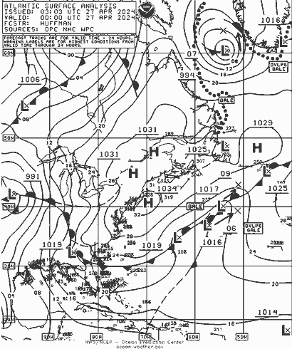 NOAA Fronts so. 27.04.2024 00 UTC