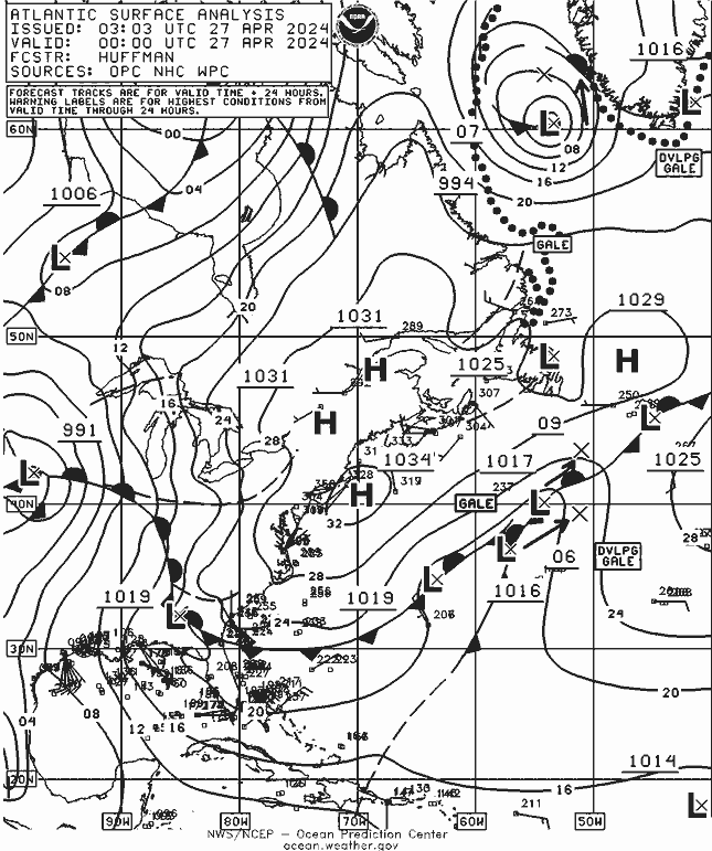 NOAA Fronts sab 27.04.2024 00 UTC