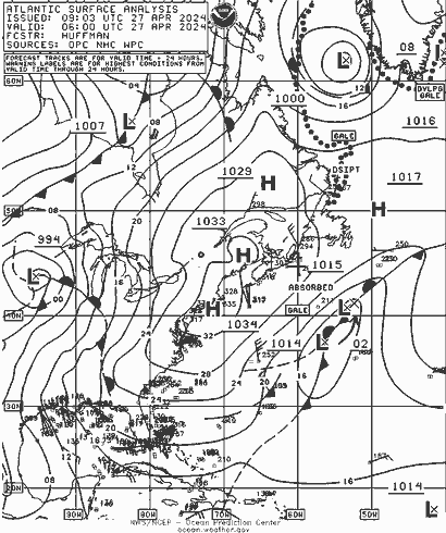 NOAA Fronts Sa 27.04.2024 06 UTC