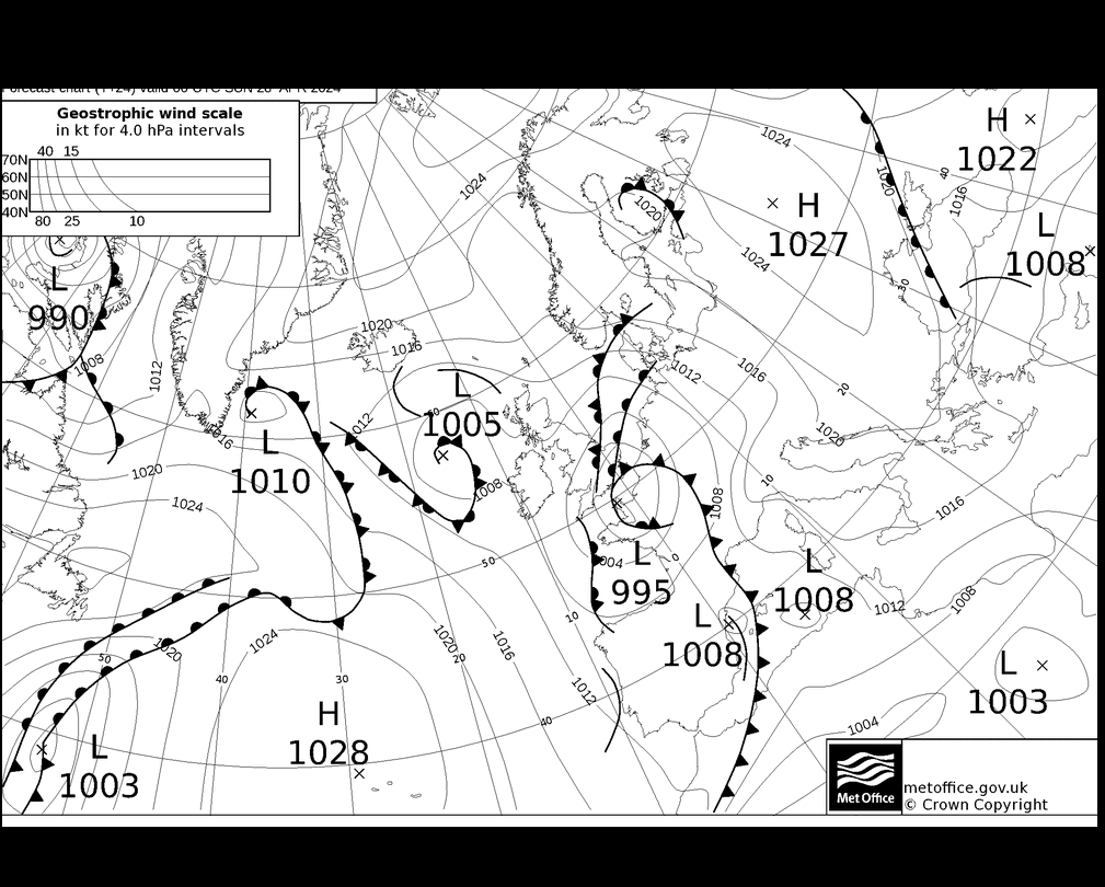 MetOffice UK Fronts Dom 28.04.2024 00 UTC