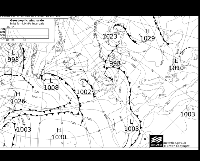 MetOffice UK Fronts dom 28.04.2024 12 UTC