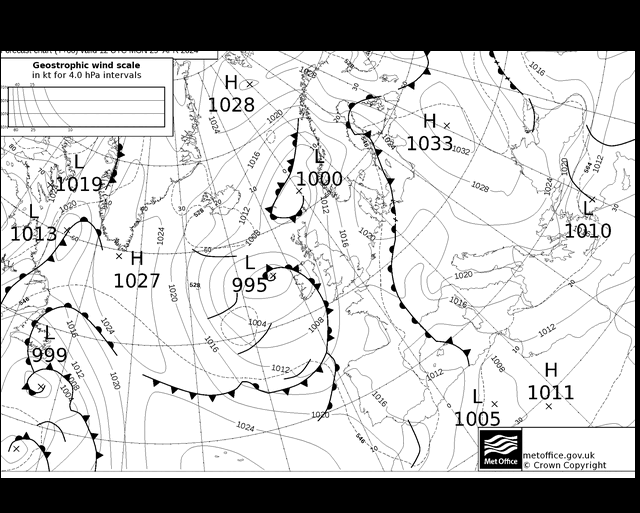 MetOffice UK Fronts pon. 29.04.2024 12 UTC