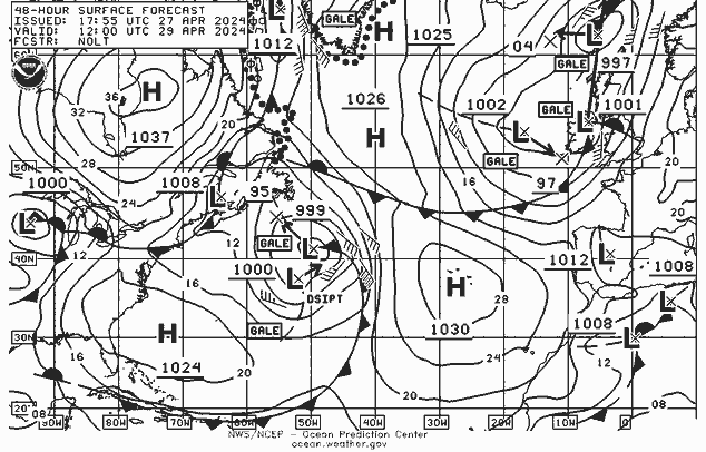 NWS Fronts pon. 29.04.2024 12 UTC