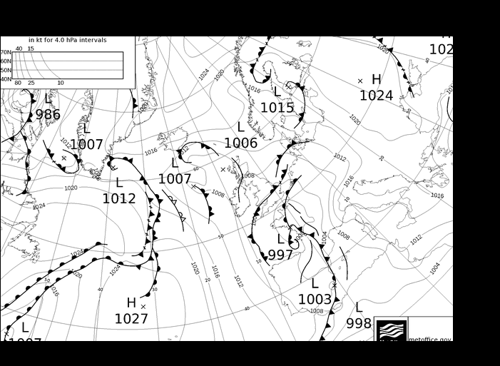 MetOffice UK Fronts sáb 27.04.2024 12 UTC