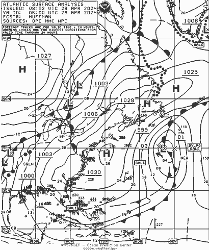 NOAA Fronts dom 28.04.2024 06 UTC