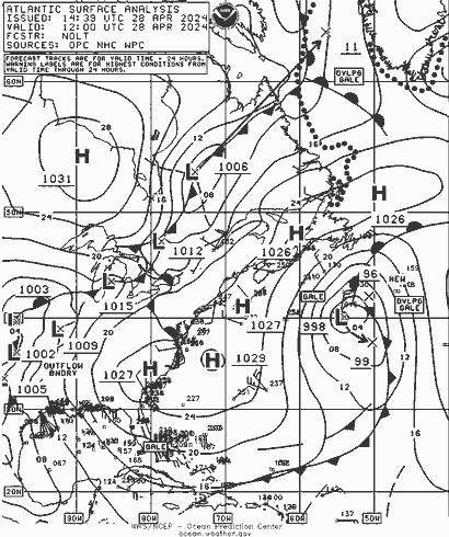 NOAA Fronts Paz 28.04.2024 12 UTC