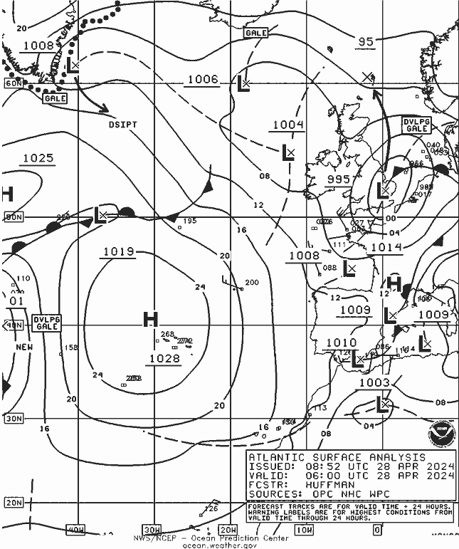 NOAA Fronts dim 28.04.2024 06 UTC