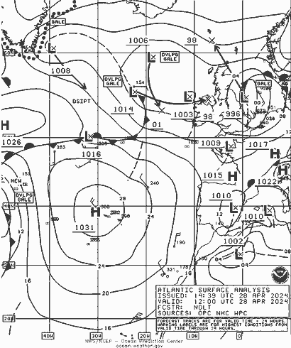 NOAA Fronts  28.04.2024 12 UTC