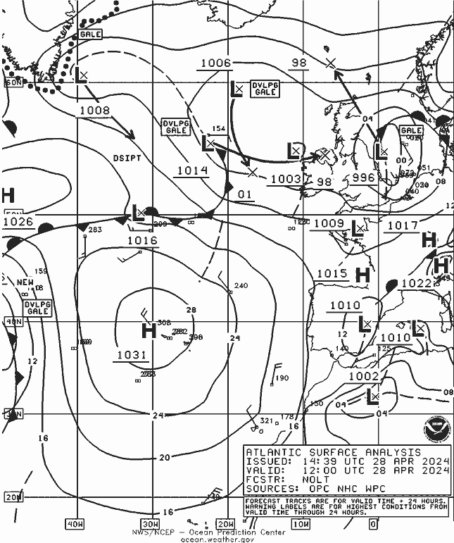 NOAA Fronts dom 28.04.2024 12 UTC