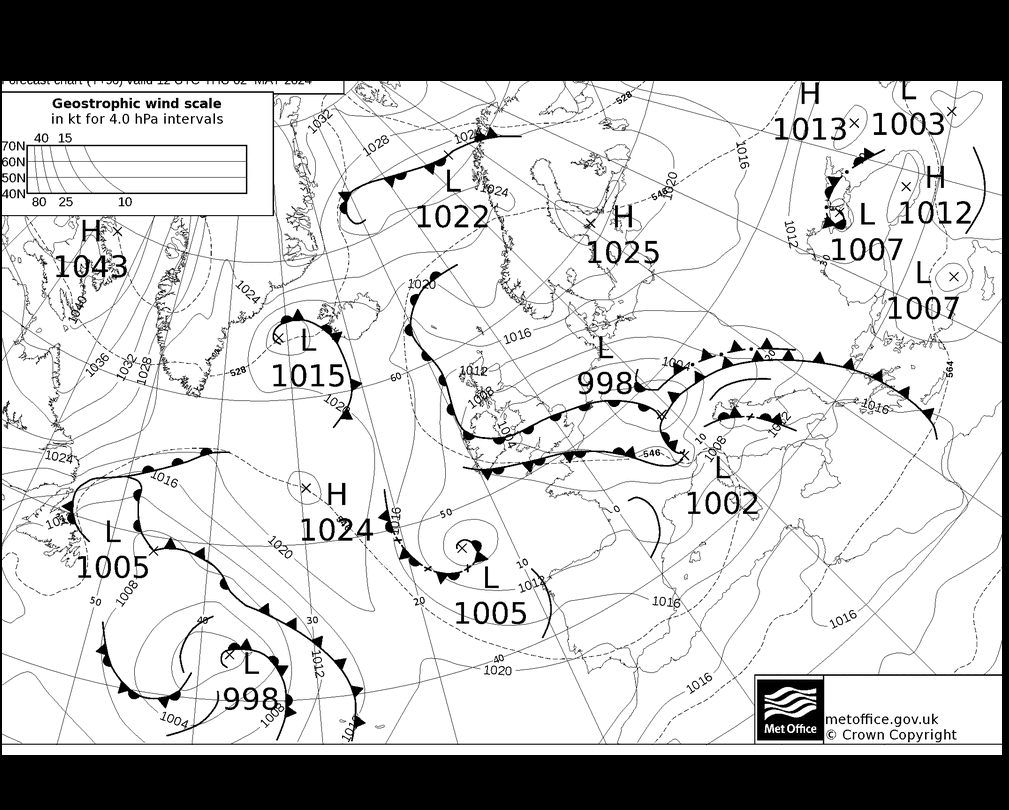 MetOffice UK Fronts czw. 02.05.2024 18 UTC