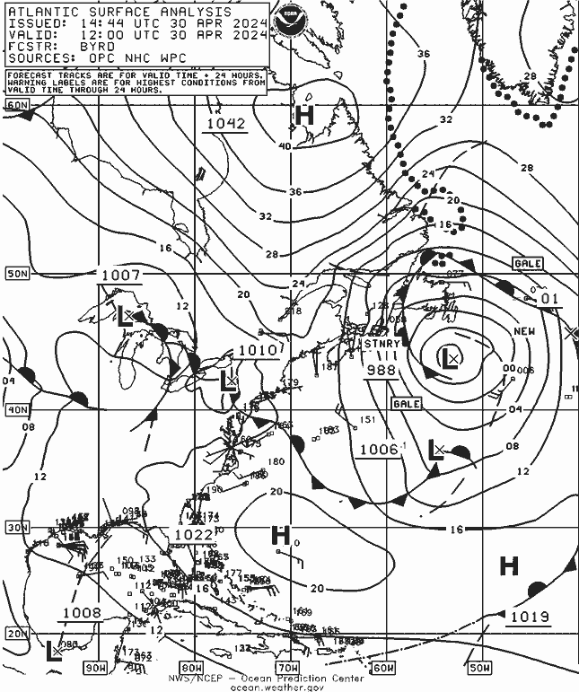 NOAA Fronts Tu 30.04.2024 12 UTC