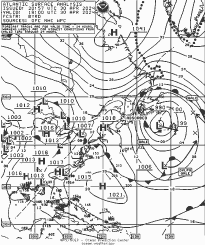 NOAA Fronts Tu 30.04.2024 18 UTC