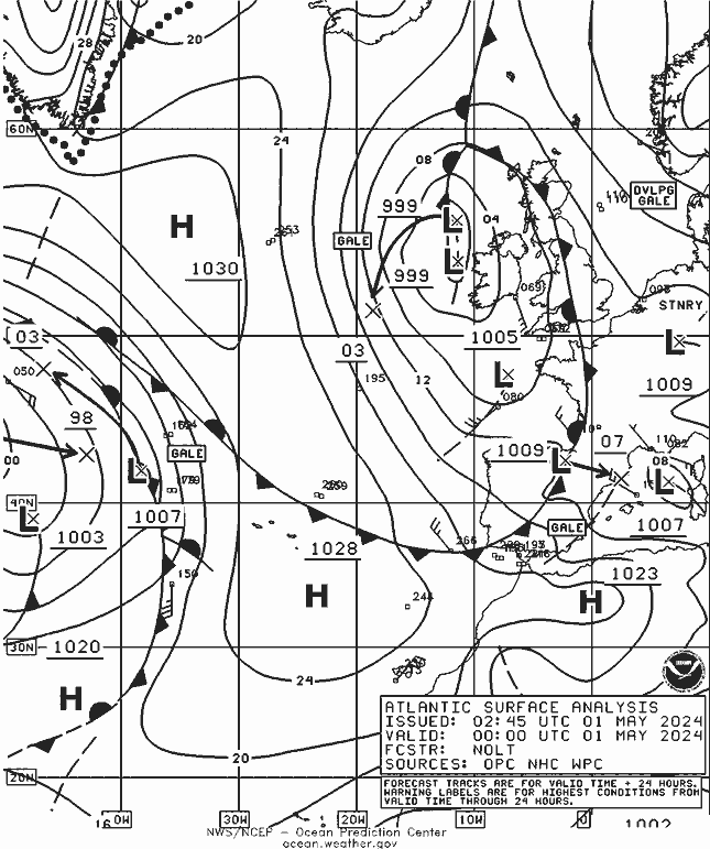 NOAA Fronts ср 01.05.2024 00 UTC