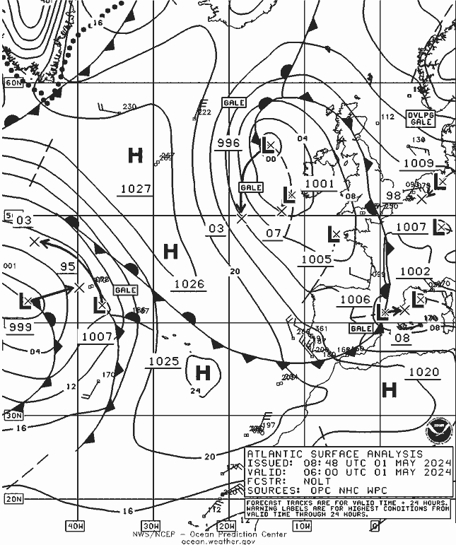 NOAA Fronts We 01.05.2024 06 UTC