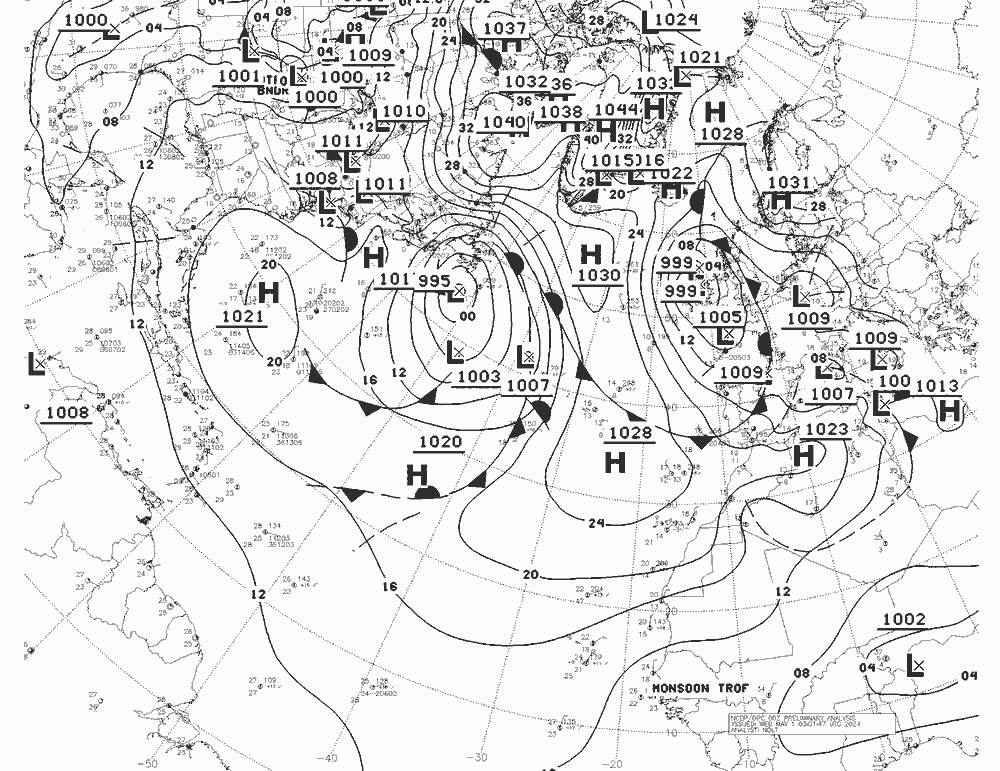 NWS Fronts Çar 01.05.2024 00 UTC