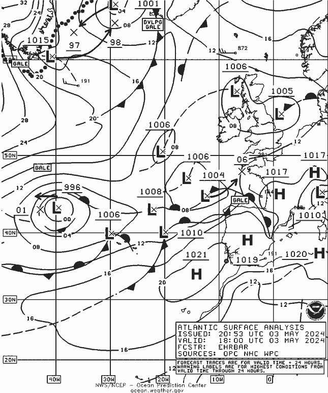 NOAA Fronts Fr 03.05.2024 18 UTC