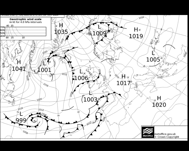 MetOffice UK Fronts sáb 04.05.2024 06 UTC