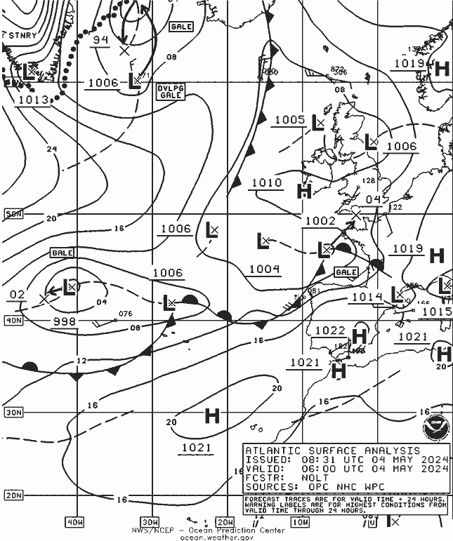 NOAA Fronts sab 04.05.2024 06 UTC