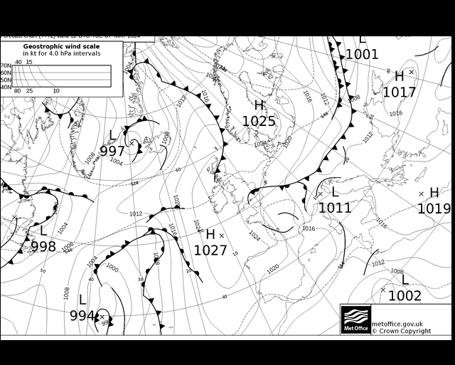 MetOffice UK Fronts Út 07.05.2024 12 UTC