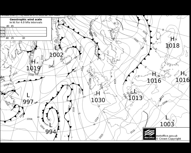 MetOffice UK Fronts Çar 08.05.2024 00 UTC