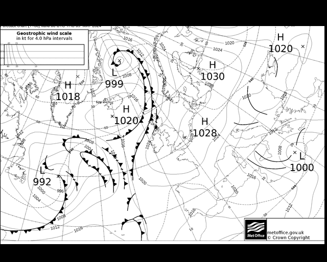 MetOffice UK Fronts czw. 09.05.2024 00 UTC