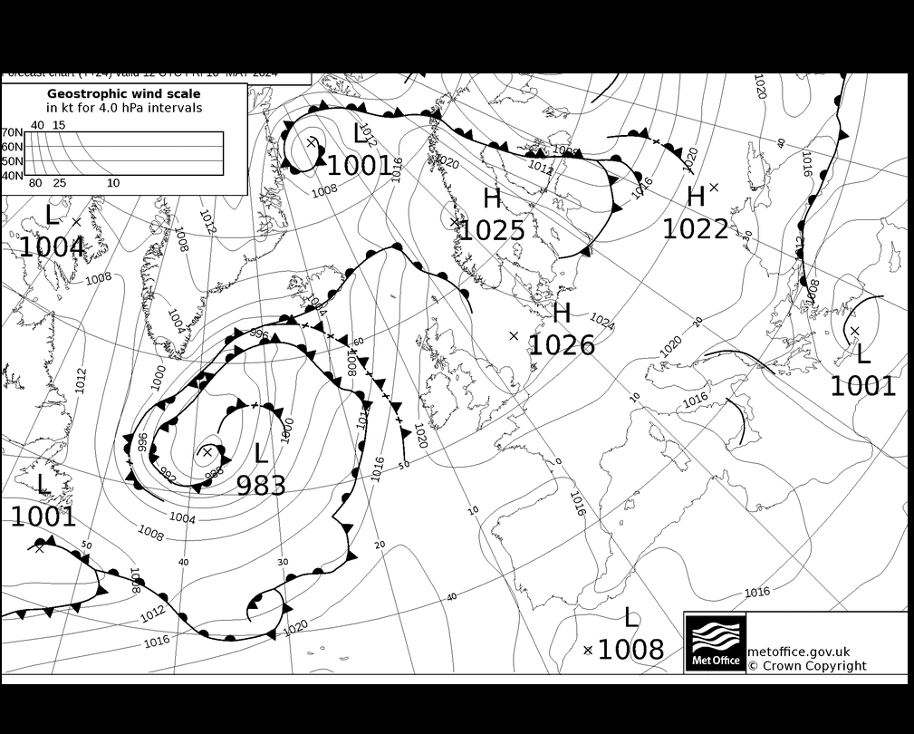 MetOffice UK Fronts Fr 10.05.2024 12 UTC