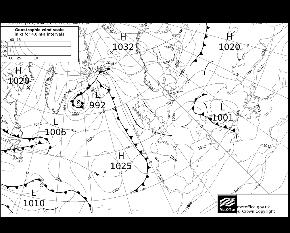 MetOffice UK Fronts Tu 21.05.2024 12 UTC