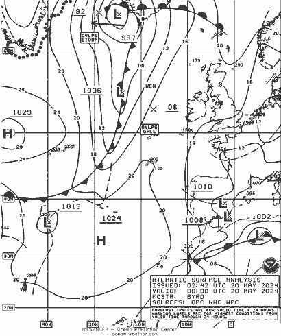 NOAA Fronts  20.05.2024 00 UTC