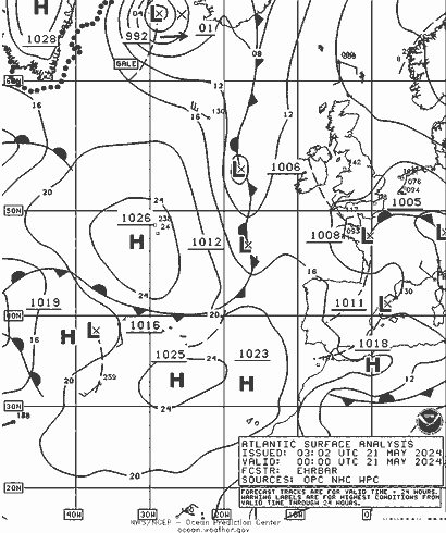 NOAA Fronts Út 21.05.2024 00 UTC