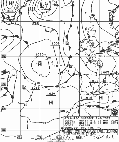 NOAA Fronts  21.05.2024 06 UTC