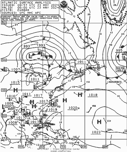 NOAA Fronts jeu 23.05.2024 06 UTC