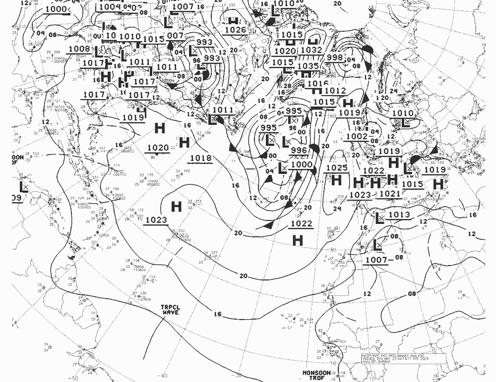 NWS Fronts jeu 23.05.2024 06 UTC