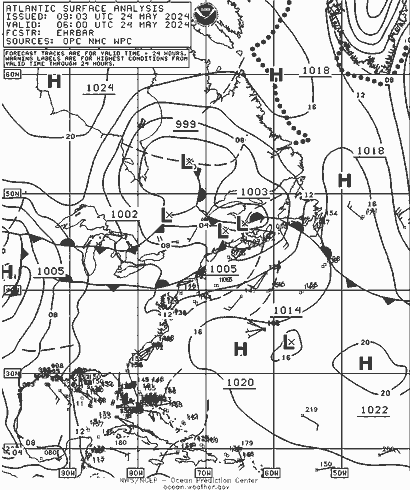 NOAA Fronts Fr 24.05.2024 06 UTC