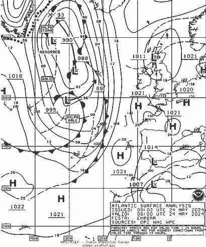 NOAA Fronts Fr 24.05.2024 06 UTC