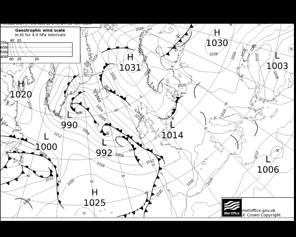 MetOffice UK Fronts Sa 25.05.2024 12 UTC