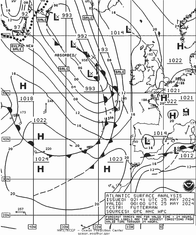 NOAA Fronts sab 25.05.2024 00 UTC