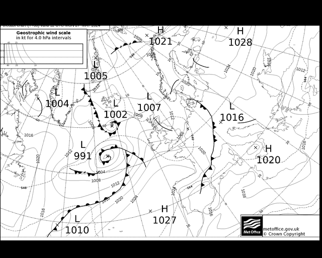 MetOffice UK Fronts Pzt 27.05.2024 12 UTC