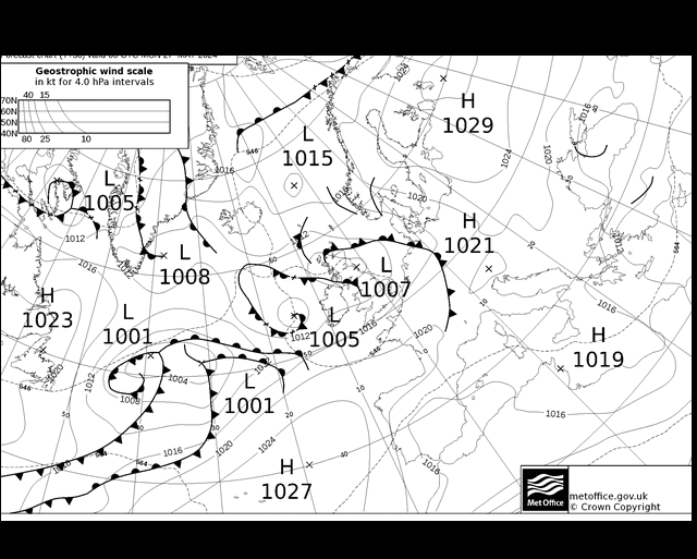 MetOffice UK Fronts Pzt 27.05.2024 00 UTC