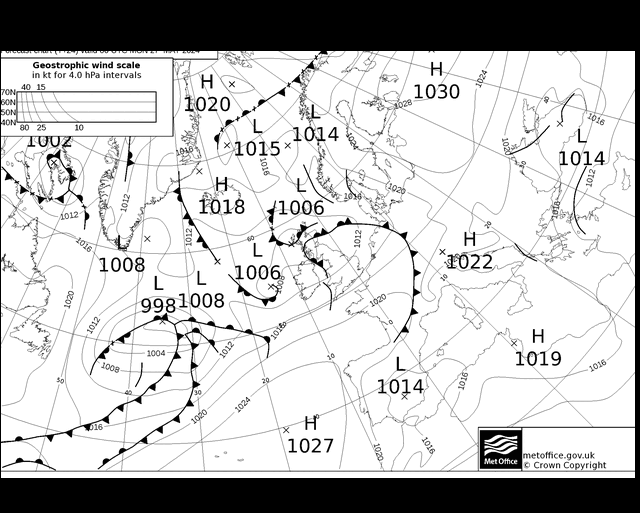 MetOffice UK Fronts пн 27.05.2024 00 UTC