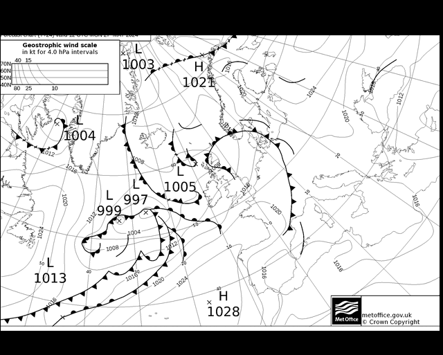 MetOffice UK Fronts pon. 27.05.2024 12 UTC