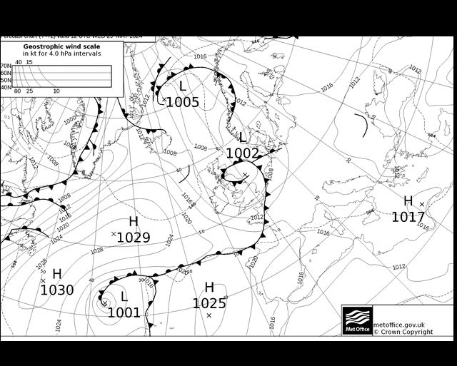 MetOffice UK Fronts śro. 29.05.2024 12 UTC