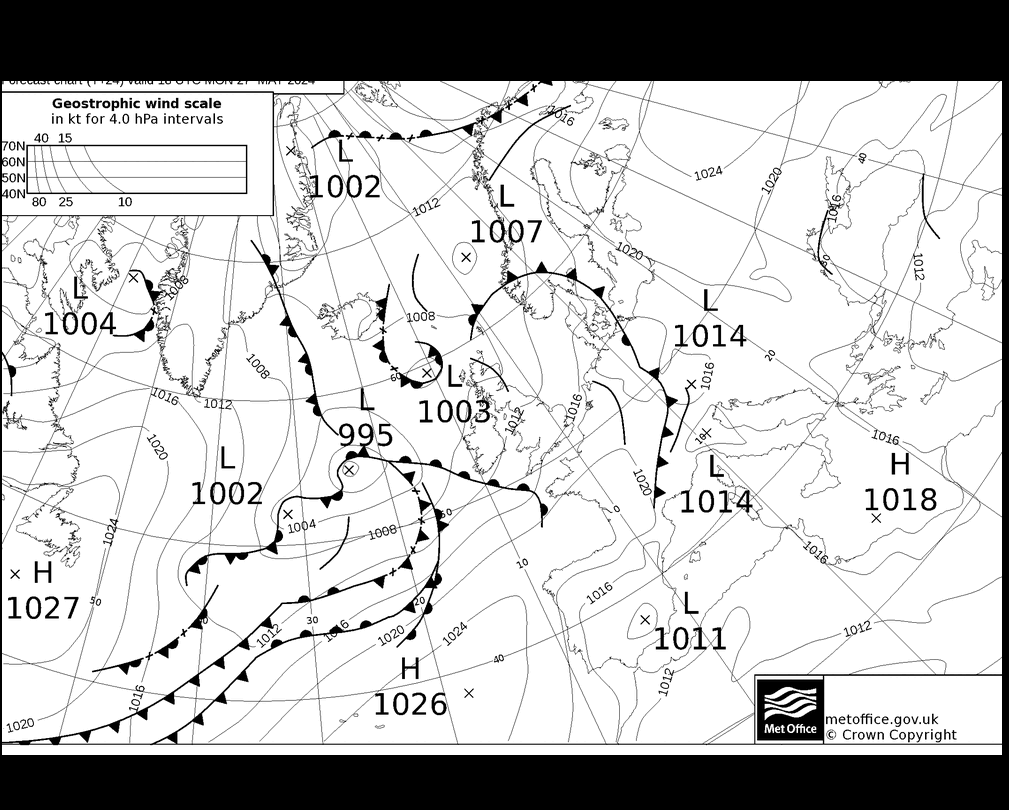 MetOffice UK Fronts Pzt 27.05.2024 18 UTC