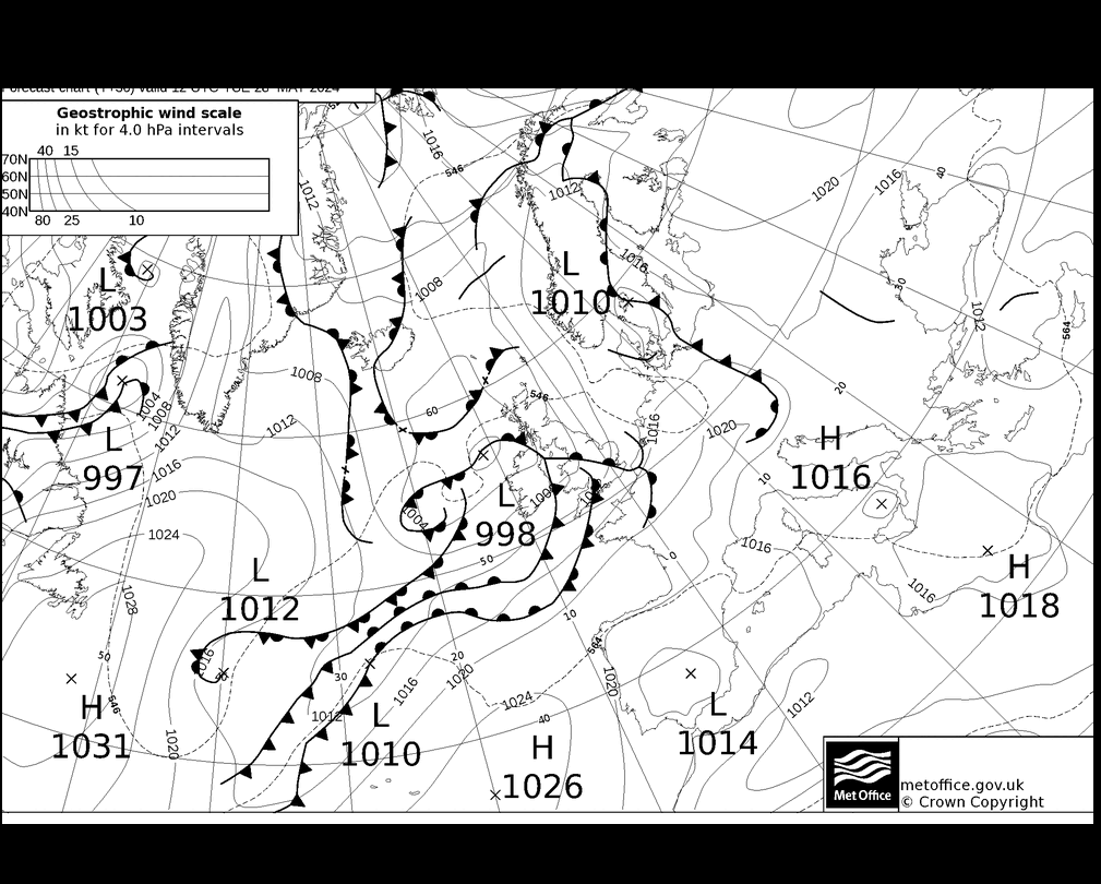 MetOffice UK Fronts Tu 28.05.2024 12 UTC