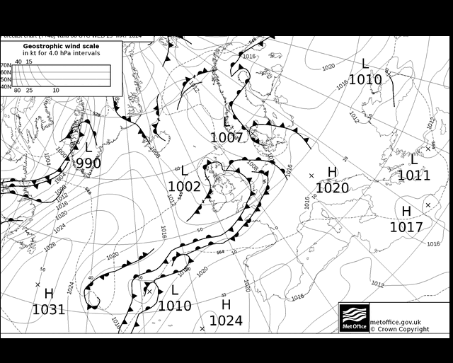 MetOffice UK Fronts śro. 29.05.2024 00 UTC