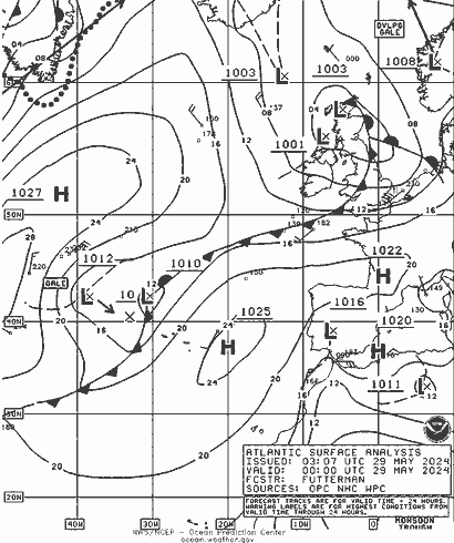 NOAA Fronts mié 29.05.2024 00 UTC