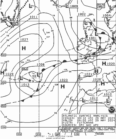 NOAA Fronts Çar 29.05.2024 06 UTC