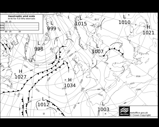 MetOffice UK Fronts sáb 01.06.2024 12 UTC